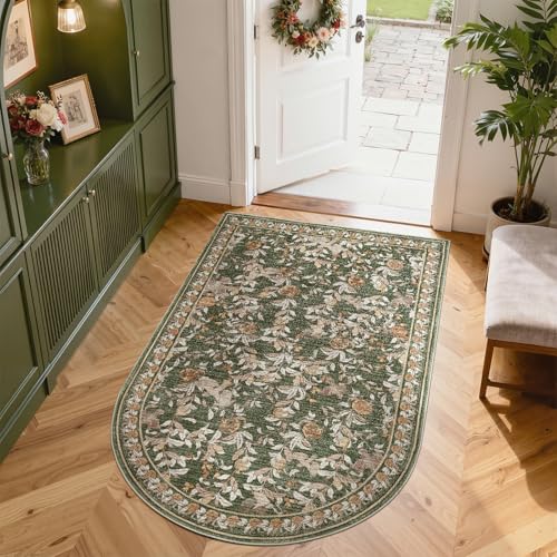 jinchan Eden Arched 4x6 Washable Area Rug, Floral Botanical Vintage