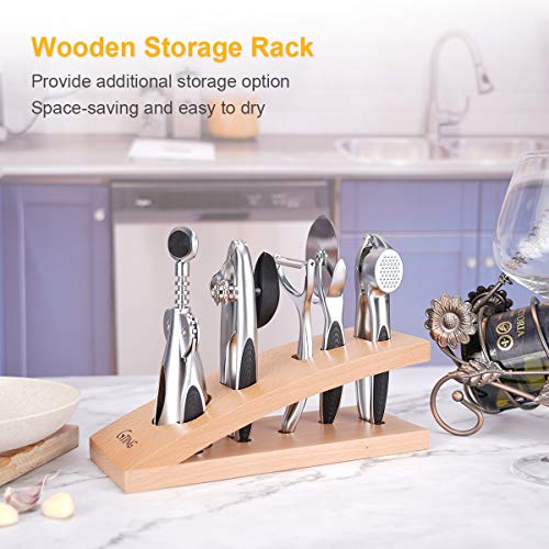 Kitchen Utensil Set,G-TING 6 Pieces Zinc Alloy Gadget Set Essentials Kitchen Tool Set with Soft Touch Black Handles Holder Kitchen Tools Kitchen Accessories Household Kitchenware Easy to Clean