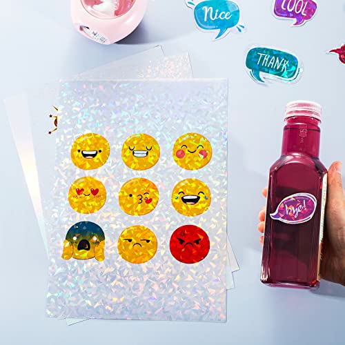 Nihuecne 24 Sheets Vinyl Printable Sticker Paper A4 Size (8.25" X 11.7") Holographic Glossy Sticker Paper Self-Adhesive Waterproof Dries Quickly For Inkjet/Laser Printer #TOP5