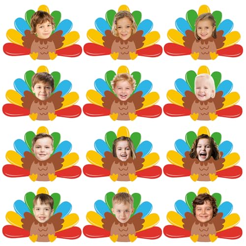 Image of 50Pcs Thanksgiving Turkey Cutouts Thanksgiving Turkey Bulletin Board Photo Cutout Fall Bulletin Board Decor Autumn Harvest DIY Craft Art School Home Party Favor