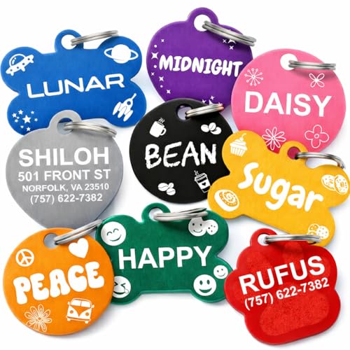 Dr. Fremont's Pet ID Tag Custom for Dog Cat Personalized | Many Shapes and Colors to Choose from | Made in USA | Strong Anodized Aluminum