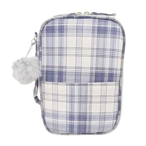 Estojo Box Daterra Case Xadrez Com Bolso QD LT Azul