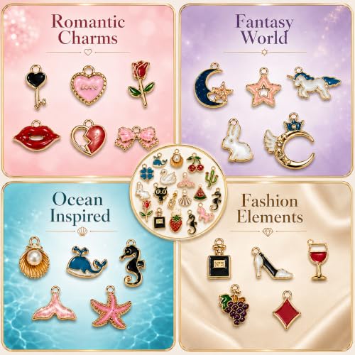 Image of Street27 DIY Jewelry Making Charms Set | Assorted Pendant Charms for Bracelets, Necklaces, Earrings, Keychains & Craft Projects | Mixed Designs for Jewelry Making Supplies