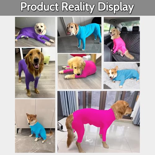 Image of Hamiledyi Dog Onesie Anti-Licking Dog Bodysuit Spay Surgical Recovery Suit for Dogs Pet Cone Alternative After Surgery Dog Shedding Suit for Female Male Neuter Dogs Claming Pajamas (Purple, Medium)
