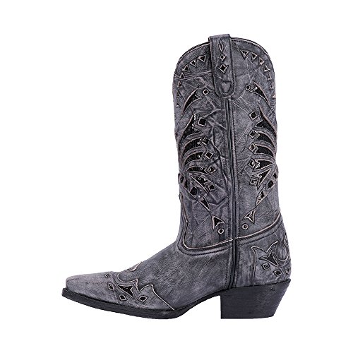 Laredo Womens Stevie Tooled-Inlay Snip Toe Dress Boots Mid Calf Mid Heel 2-3" - Black4