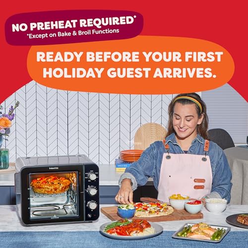 Image of Instant Pot No Preheat Required* 4-Slice Air Fryer Toaster Oven with InstantHeat Technology, 7-in-1, Air Fry, Bake, Toast, Roast, Broil, Warm, and Make Pizza
