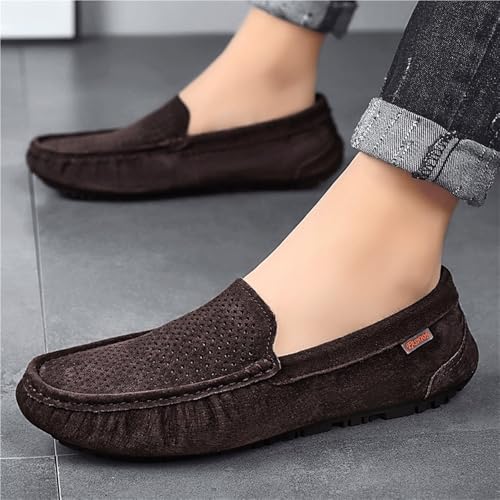 Fashion Prom Slip-ons Men's Loafers Round Toe Breathable Suede Vamp Driving Shoes Lightweight Anti-Slip Flexible3