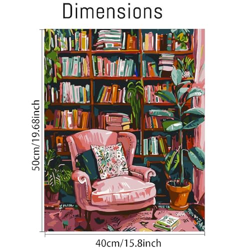 Image of Clendo Pink Room Paint by Number for Adults Beginners, Study Room Adults Paint by Numbers Kits on Canvas, DIY Oil Painting Acrylic Paints for Home Wall Art Decor(16x20inch)