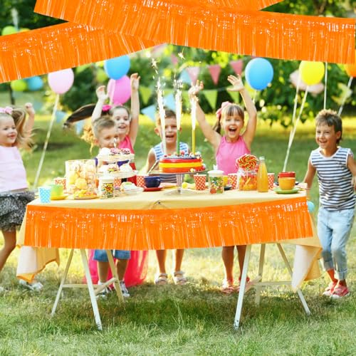 Image of BEISHIDA 3 Packs Metallic Foil Fringe Garland Orange Wall Hanging Tinsel Fringe Banners for Halloween Car Floats Bridal Shower Wedding Birthday Easter Graduation Holiday Party Decoration(30 Feet)