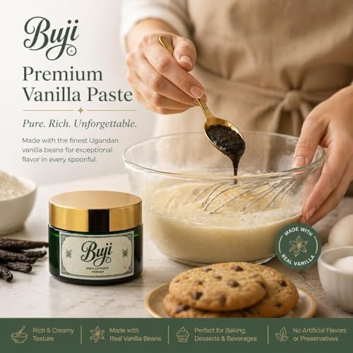 Buji Vanilla Pure Vanilla Bean Paste – Ugandan Gourmet Vanilla with Real Seeds, Rich & Creamy Flavor, Perfect for Baking, Desserts, Coffee (1 oz) — view 4