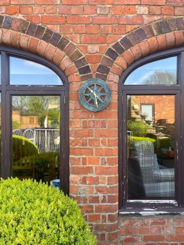 Outdoor Wall Clock 12in Garden Clock Waterproof Clocks Roman Retro Kitchen Home Clock -Not Silent (Turquoise-B) - Image 7
