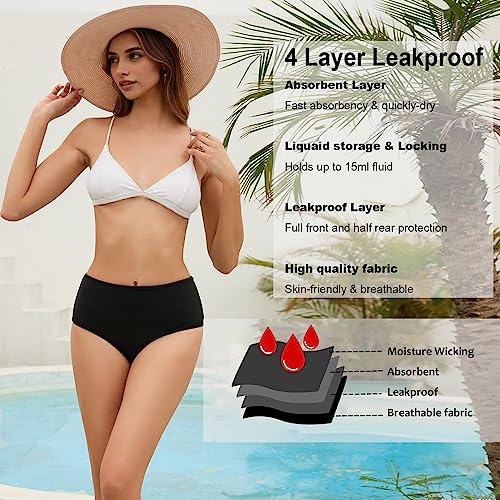 SherryDC Period Swimwear High Waisted Bikini Bottoms Waterproof Menstrual Swim Bathing Suit Briefs for Girls, Women2