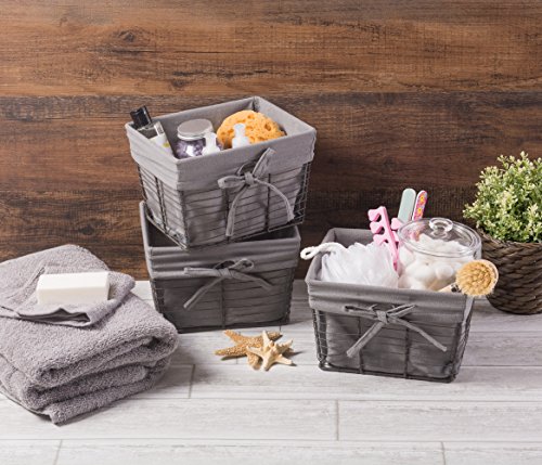 Dii Farmhouse Chicken Wire Storage Baskets With Liner, Small, Vintage Grey, 9X7X6", 3 Piece #TOP4