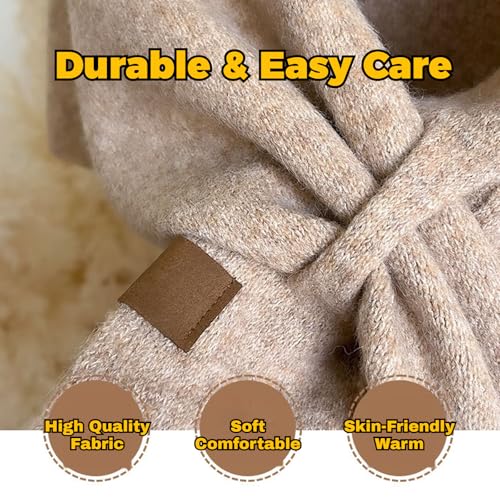 Women's Solid Color Scarf, Women Knitted Shawls and Wraps Cardigan Cape, Wool Cashmere Shoulder Top Sweater Shawl Scarf 20253