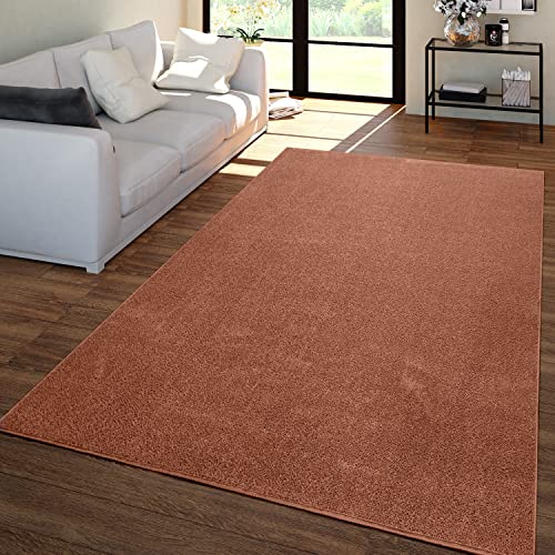 TT Home Salon Tapis Poils Ras Design Uni Moderne Et Intemporel, Couleur: Marron Orange,...