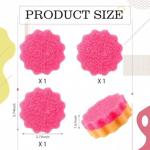 Image of FillTouch 3 Pcs Dual Sided Scrub Sponge Multi Functional Cute Temperature Sensitive Non Scratch Dish Sponge for Washing Dishes Kitchen Bathroom(Flower,Pink)