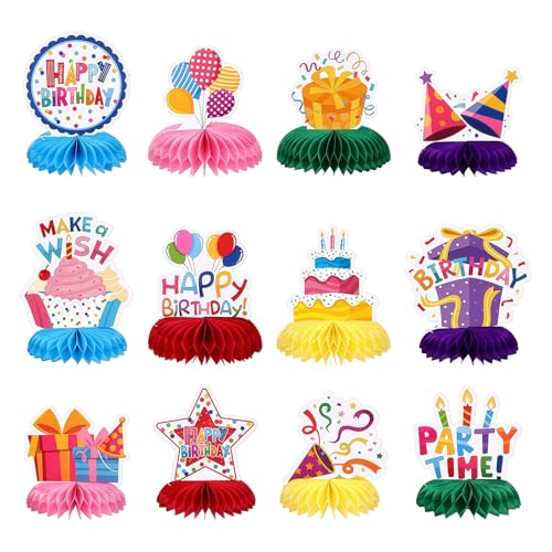 Bubaxuce 12 peças decoração de mesa de aniversário colorida alegre centros de mesa de festa com favos para decorar mesas em festas infantis