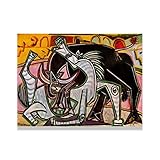  Pablo Picasso Peinture à l\'huile-Célèbres Tableau sur toile-reproductions d\'art abstrait Affiches murales et impression sur toile-Tableaux decoratifs(Corrida)80x120cm(31x47in)Encadrée