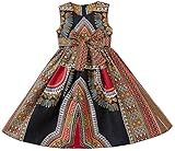 SHENBOLEN Girls Dashiki Print Dress African Tradition Dresses(A,Small)