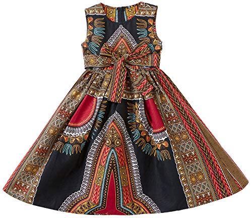Shenbolen Girls Dashiki Print Dress African Tradition Dresses(A,Small)