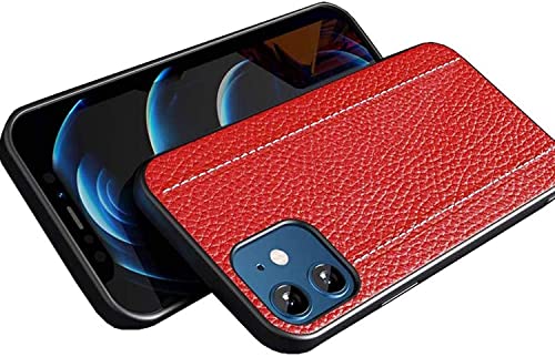 Étui en cuir iPhone 12 Pro rouge de qualité supérieure luxe