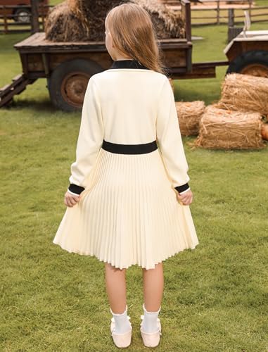 Girls Sweater Dresses Long Sleeve Knit Button Front Casual Fall Winter Dress for Teen 5-14 Years3