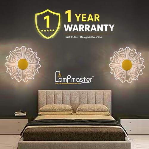 Image of Lamp master Luminous Flower Wall Light | 23cm Acrylic LED Decorative Lamp | Energy-Efficient, Modern Wall Decor for Living Room & Bedroom | 1 Year Warranty