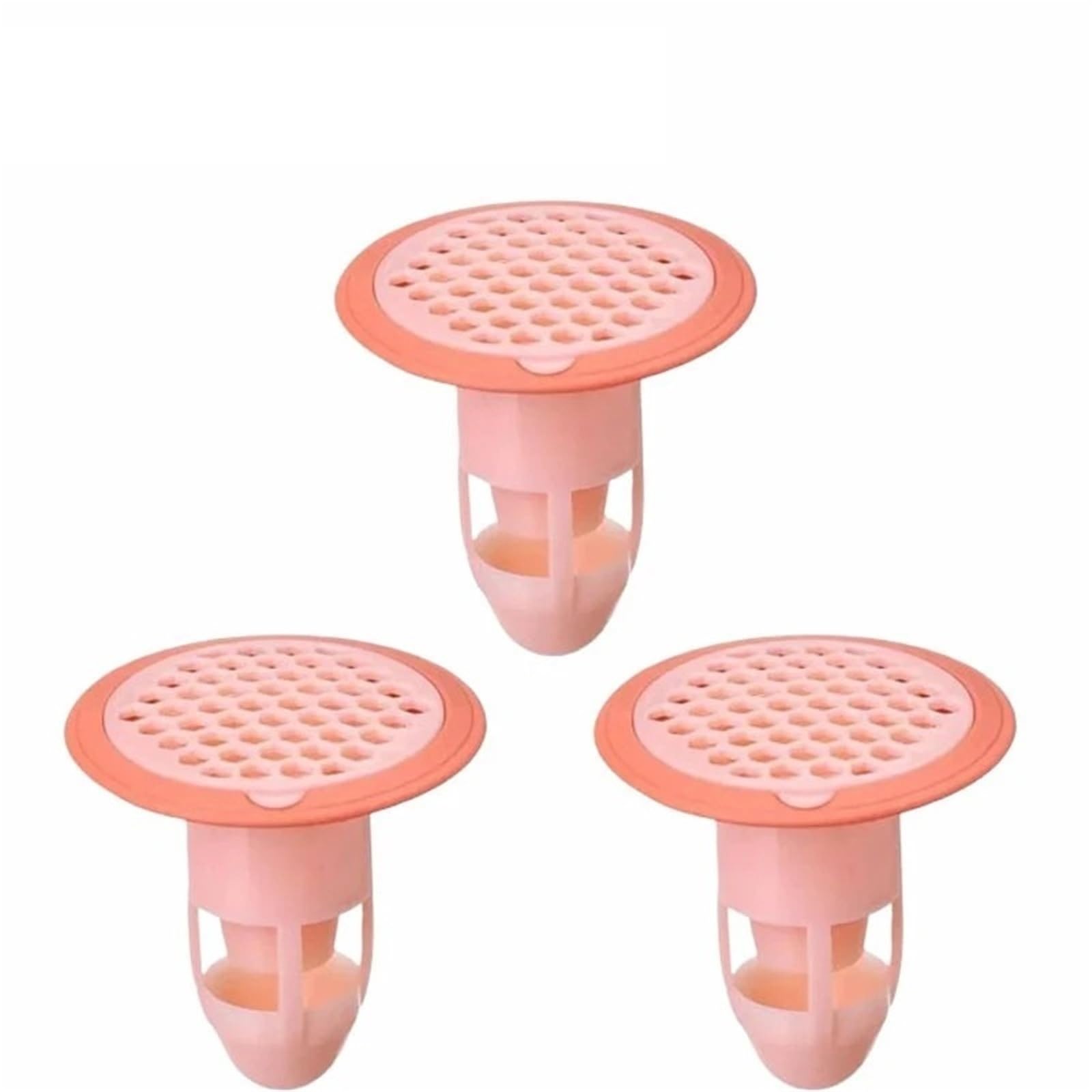 Hower Floor Drain Core 1-10Pcs Silicone Drain Strainer, Anti-Odor Filter(Pink-3PCS)