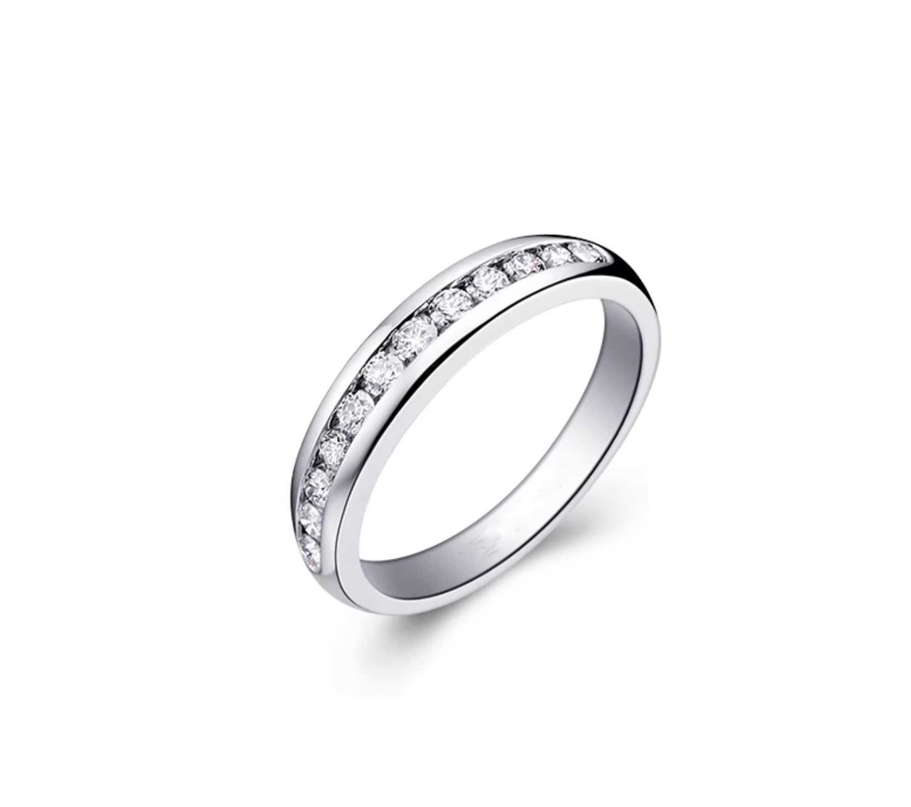 Zestaw pierścionków zaręczynowych, srebro z 0,35 ct diamentem Pt950 i białym złotem