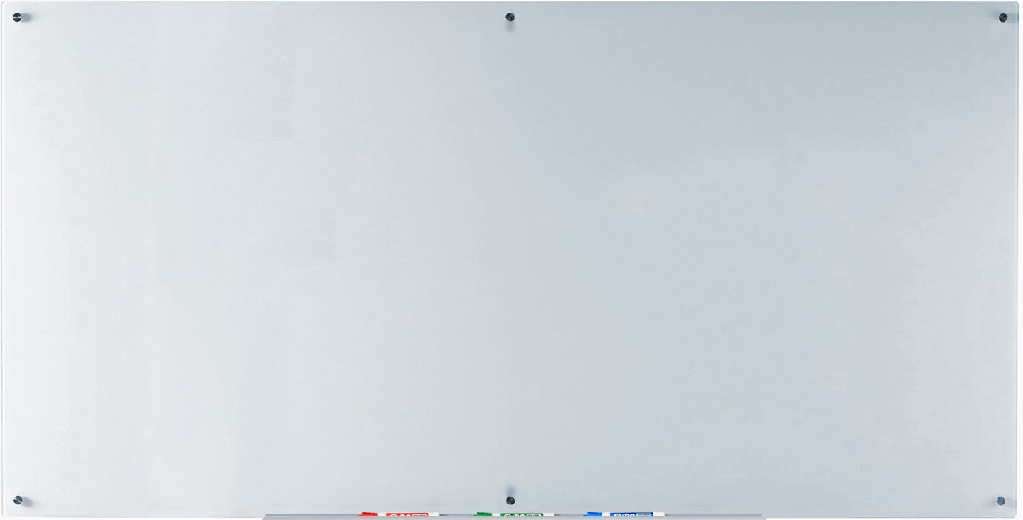 Audio-Visual Direct White Glass Dry-Erase Board Set - 6' x 3' - Includes Hardware & Marker Tray (Non-Magnetic)