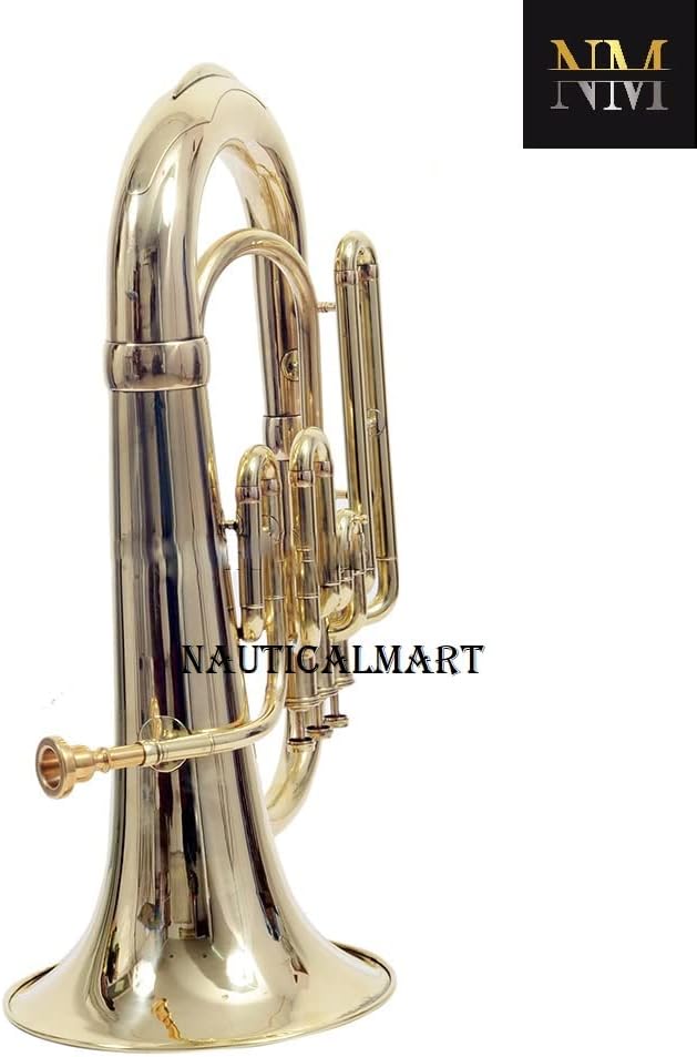 Brass Bb Flat Musical Instrument Euphonium 3 Valve With Free Hard Case Mouthpiece (Brass)