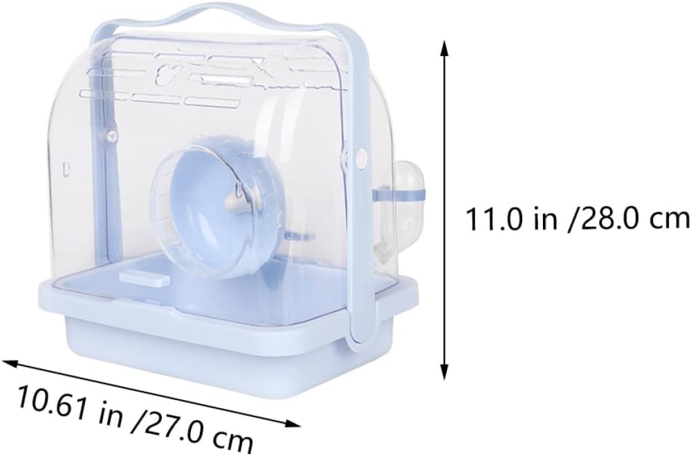 Plastic Hamster Travel Cage with Handle Portable Small Animal Carrier for Outdoor Use Cream Blue Hamster Cage and Small Pets