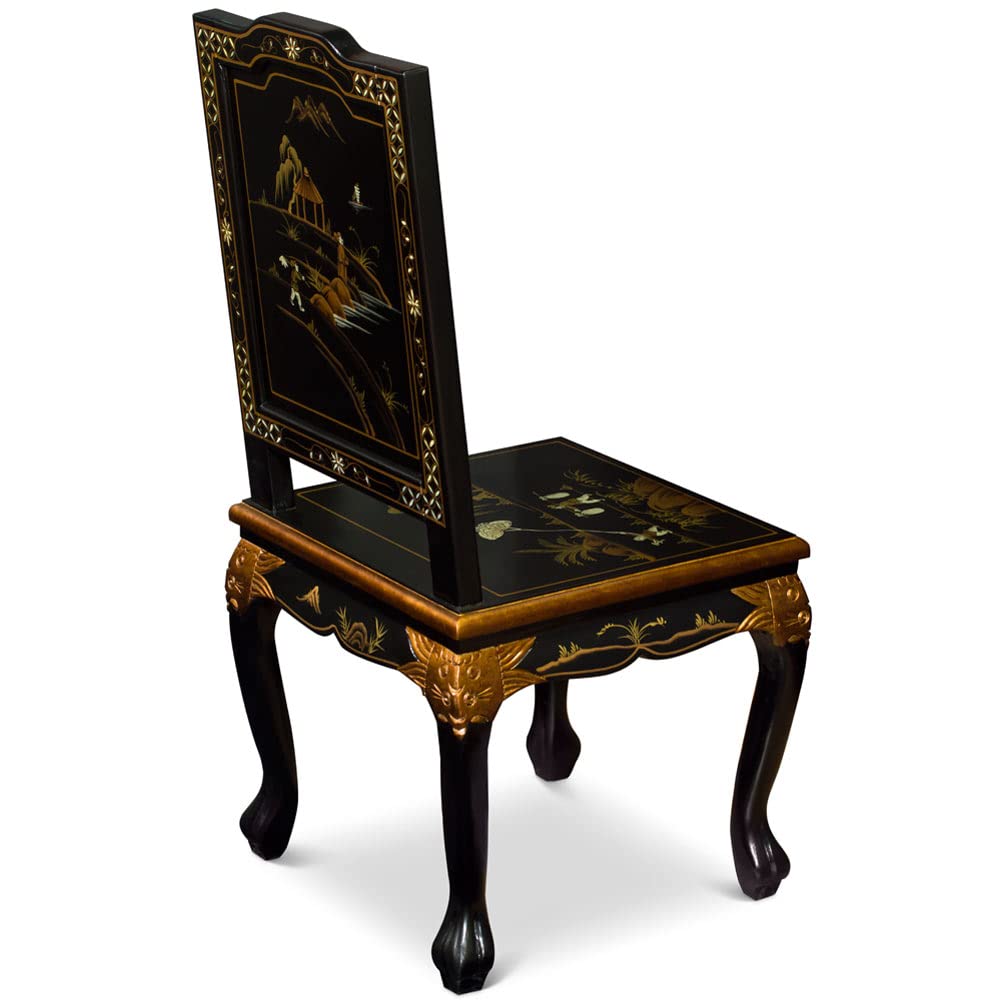 Amazon.com: ChinaFurnitureOnline Black Queen Anne Chinoiserie