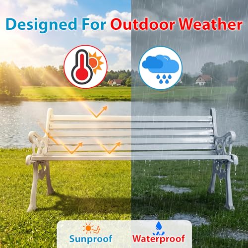 Image of BRISHI 3 Seater cast Iron Garden Bench for Indoor & Outdoor Park /Patio /Living Room /Terrace /Balcony (White)