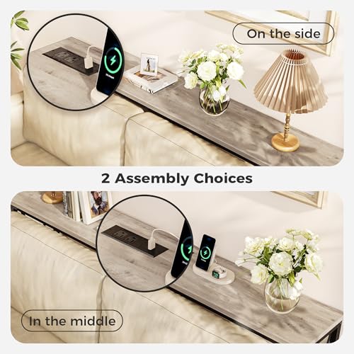 Superjare 70 Inch Console Table With 2 Outlets, 1 Type-C And 1 Usb Port, Extra Long Entryway Table With Metal Frame And X-Shaped Bars, Narrow Sofa Table For Living Room thumb #4