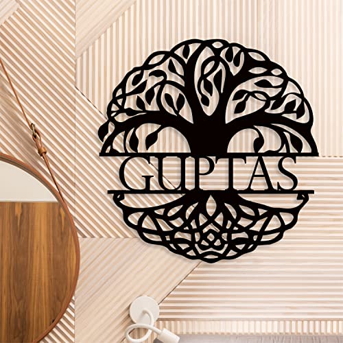 Image of ZOCI VOCI Personalized Name Plate for Home Entrance Outdoor - Acrylic Body, Waterproof | Designer Door Plates for Flat, Bungalow & Apartment - Customized (12 INCH DIA, Bodhi Tree)