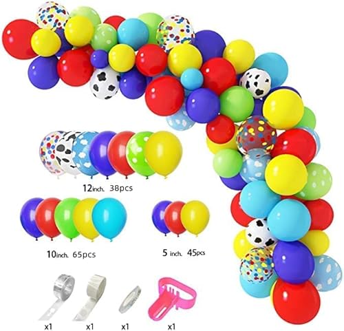 Amandir CLT-149-1 152Pcs Toy Inspired Story Balloons Arch Garland Kit, Cow Pattern Cloud Yellow Red Blue Green Confetti Latex Balloons For Kids Toy Inspired Story Theme Birthday Party Supplies Decorations thumb #1