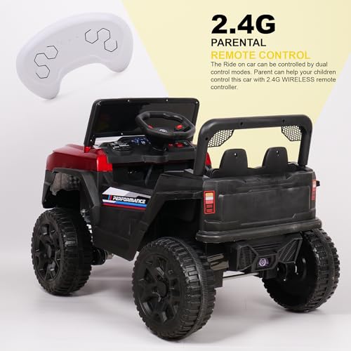 Image of Little Rides Aweto 4x4 Battery Operated Jeep for Kids, Ride on Toy Baby Car with LED & RGB Light & Music, Rechargeable Electric Jeep, Big Battery Car for Kids to Drive 1 to 5 Years Boys Girls (Red)