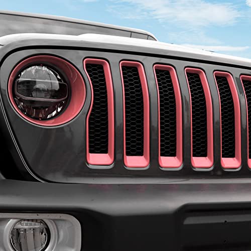 Image of CheroCar for JL Mesh Grille Grill Insert & Headlight Turn Light Cover Trim Exterior Accessories for Jeep Wrangler JL JLU 2018-2026 & Gladiator JT 2020-2026