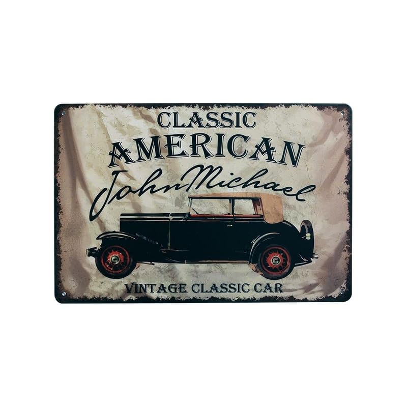 Image of Eazywagon Decorative Retro Metal Signs Wall Plate - 12x8 Inch (Classic American Vintage Car) | Weatherproof Vintage Metal Sign Plate for Cafe, Home, Bar, Garage | Decorative Wall Hanging Sign Board
