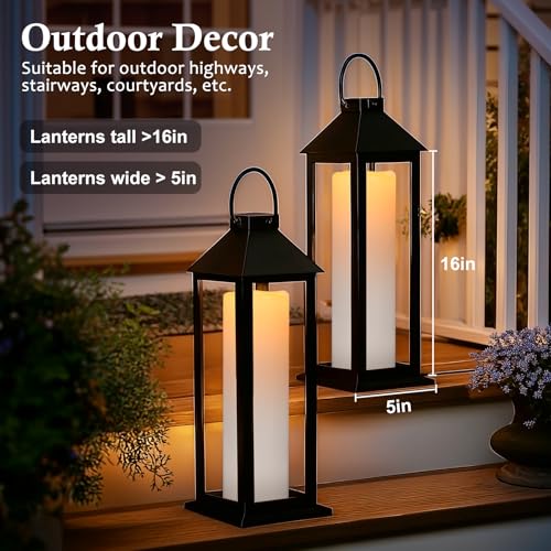 Image of 14 inch x 4 inch Large Outdoor Candles Waterproof Flickering LED Flameless Candles with Remote - Realistic LED Pillar Candles Battery Operated with Timer for Wedding Festival Home Decor White 2 Pack