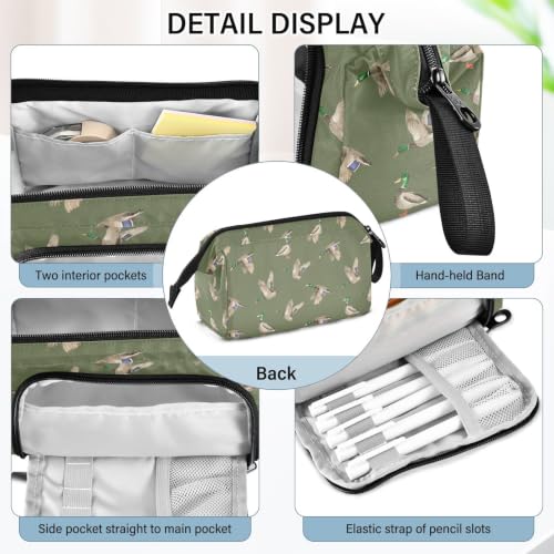 Image of Mallard Ducks Print Pencil Case Pouch Big Capacity Pencil Bag Box Organizer Pen Case with Compartmens Stationery Organizer for Girls Boys Women School College Office