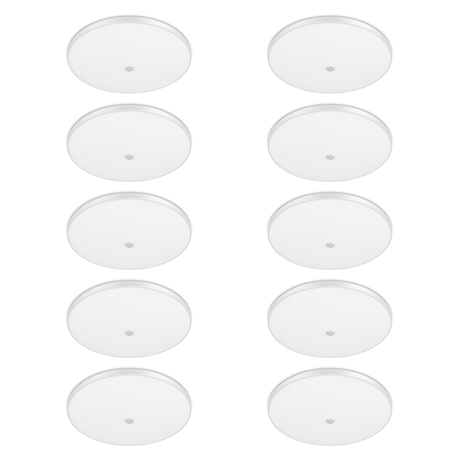 wowspeed LED Motion Sensor Ceiling Lights, 36W LED PIR Ceiling Lights Ø37cm, 6500K Cool White, Modern Round Indoor Light Fixtures, 18-24㎡ Light Coverage for Bedroom, Kitchen, Living Room, 10 Packs