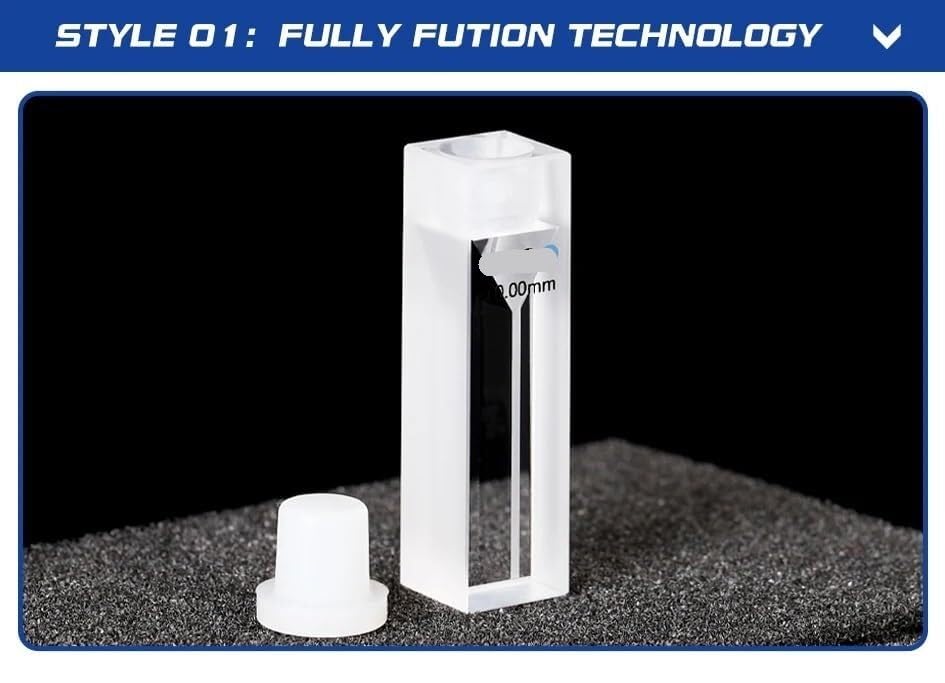 1pcs Quartz Cell with Stopper - 350µL Volume, 10mm Path Length, 200nm-2500nm Wavelength Range((01) Stopper)