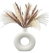 White Ceramic Vase for Modern Home Decor,Round Matte Pampas Flower Vases Minimalist Nordic Boho I...