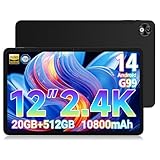 DOOGEE T40 Pro Tablet 12 Pulgadas 20GB RAM + 512GB ROM (2TB TF), 2.4K Android 14 Tablets con Helio G99 y 10800mAh Batería, Tableta 7,6 mm, 16MP+8MP, 4 Altavoces Estéreo, Dual 4G LTE Tablet PC, Negro