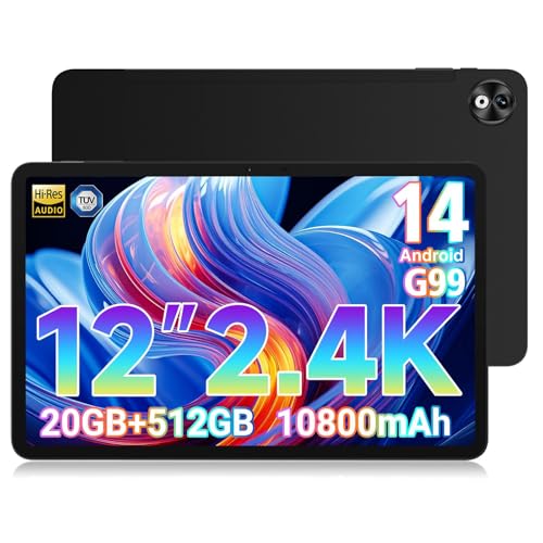 DOOGEE T40 Pro Tablet 12 Pulgadas 20GB RAM + 512GB ROM (2TB TF), 2.4K Android 14 Tablets con Helio...