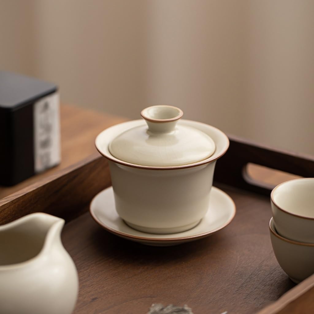 Ceramic Teacup Handmade Azure Glaze Tea Bowl Chinese Set