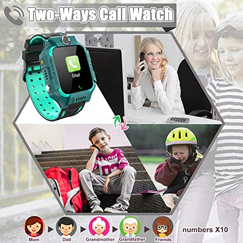 PTHTECHUS Kinder Spiel Smartwatch Telefon, Kind Armbanduhr Touchscreen Uhr mit Anruf Taschenrechner Taschenlampe Schrittzähler SOS Wecker Kamera, Geschenk für Jungen Mädchen Studenten (Blau)