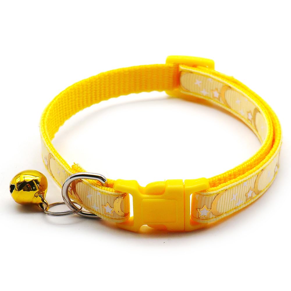 Reflektierendes Katzenhalsband, 6 Stück, abreißbar, mit Glocke, Mond, Sterne, niedliches Kätzchen, verstellbar, 19,1 - 32,5 cm, sicheres Kätzchenhalsband